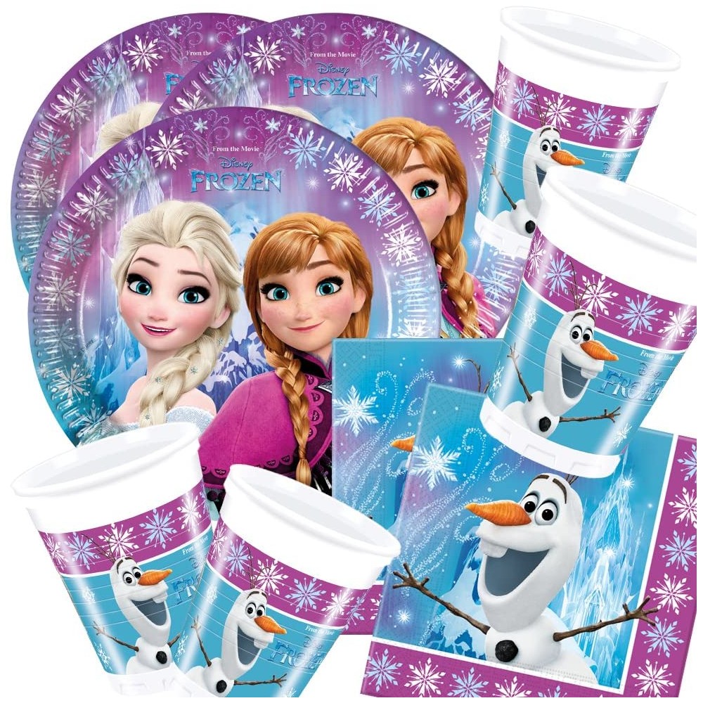 Kit compleanno Frozen per 16 bambini, stoviglie in cartoncino, Disney