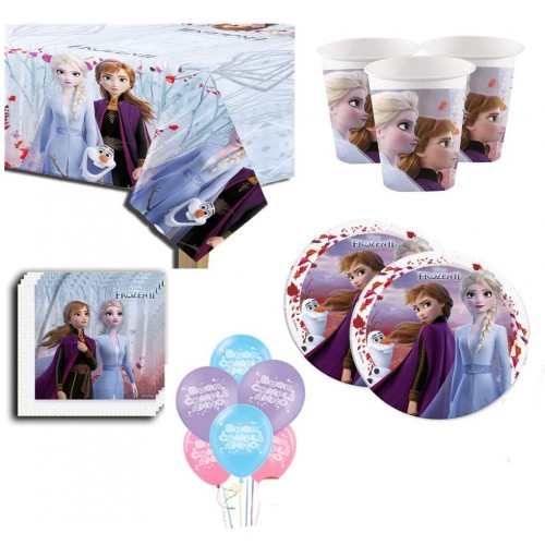 Set per 8 bambine, coordinato tavola Frozen II, Disney, 57 pezzi