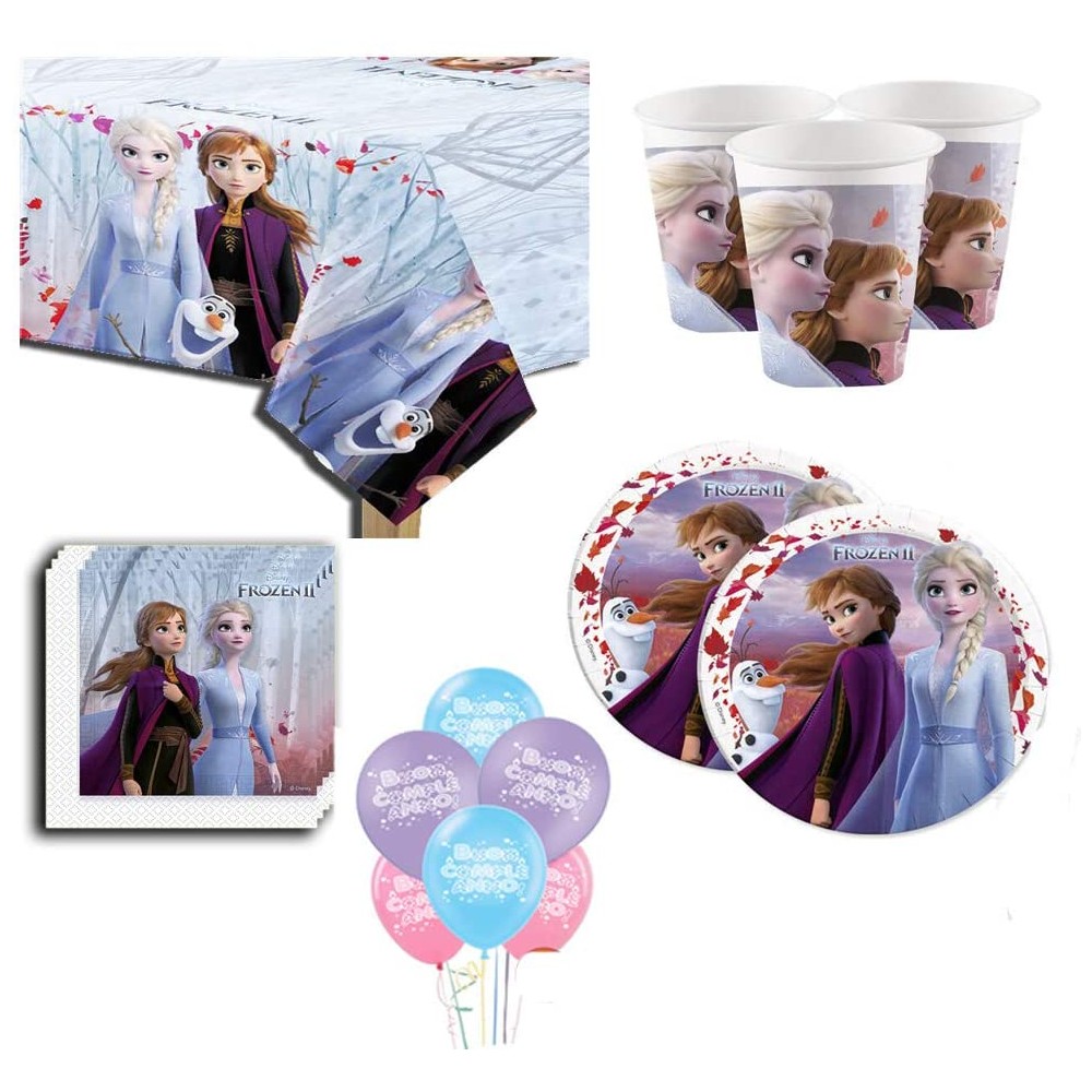 Set per 8 bambine, coordinato tavola Frozen II, Disney, 57 pezzi