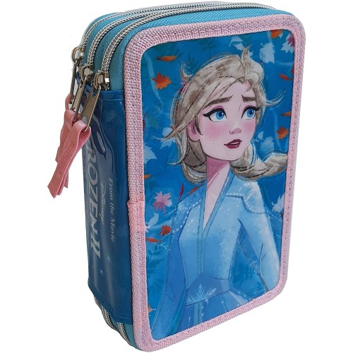 Astuccio Frozen 3D 3 scoparti, completo di accessori scuola