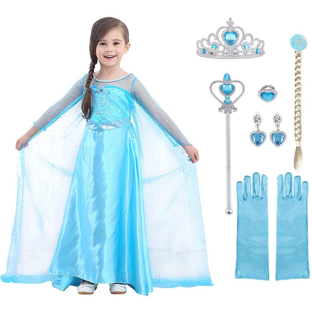 ReliBeauty Elsa Frozen Costume Costume Elsa Frozen Bambina Vestiti di  Carnevale Halloween Cosplay Party,(100) con Accessori : : Giochi e  giocattoli