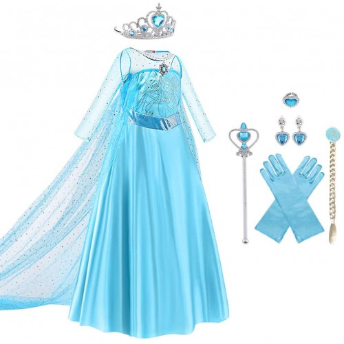 Costume Elsa Frozen per bambine, con accessori, per Carnevale