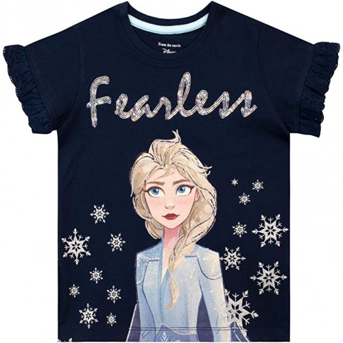 Maglietta Elsa di Frozen per bambine, nera, maniche corte