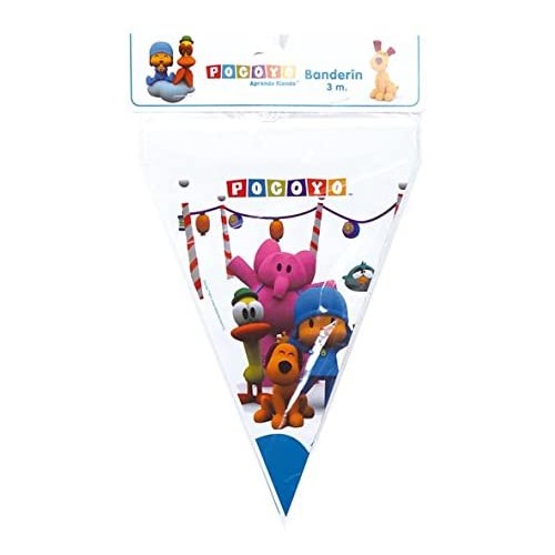 Festone compleanno tema Pocoyo, da 3 metri, bandierine in PVC