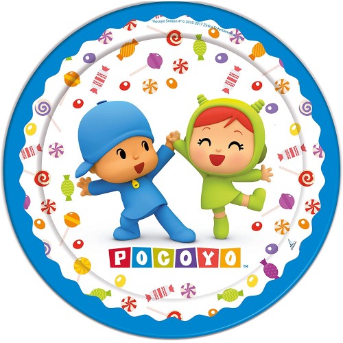 Confezione con 8 piatti di Pocoyo e Miniera da 18 cm