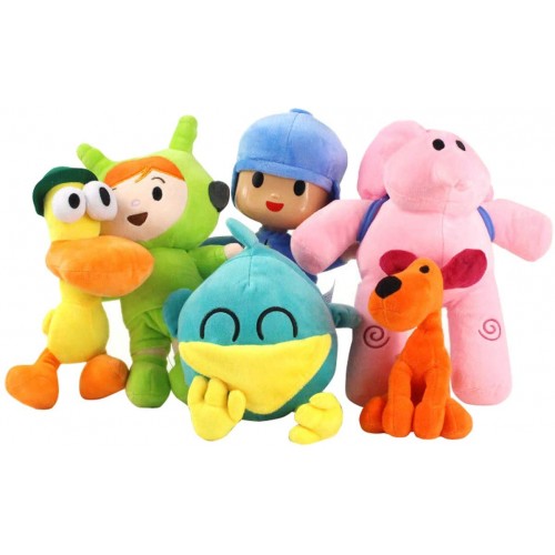 Set di 6 peluche con Pocoyo, Elly, Pato, Loula, mrobidi e teneri