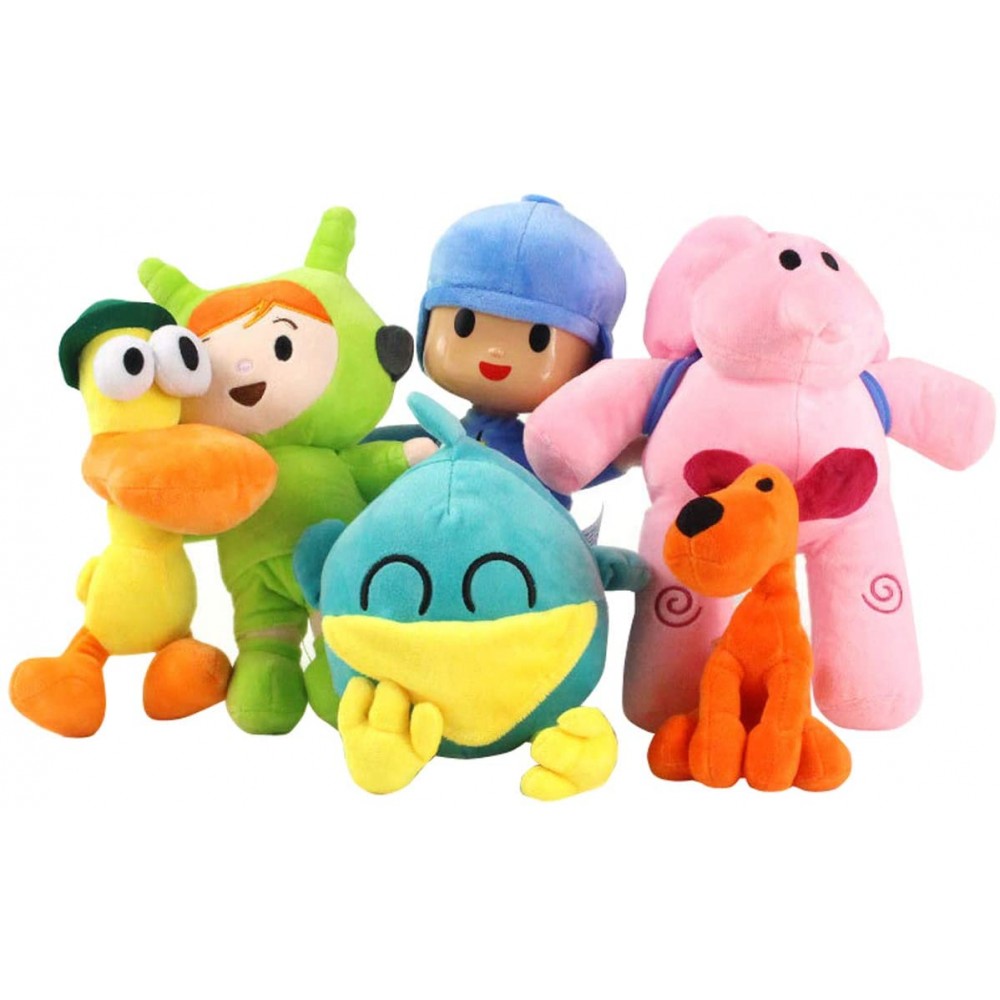 Set di 6 peluche con Pocoyo, Elly, Pato, Loula, mrobidi e teneri