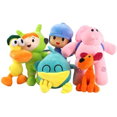 Set di 6 peluche con Pocoyo, Elly, Pato, Loula, mrobidi e teneri