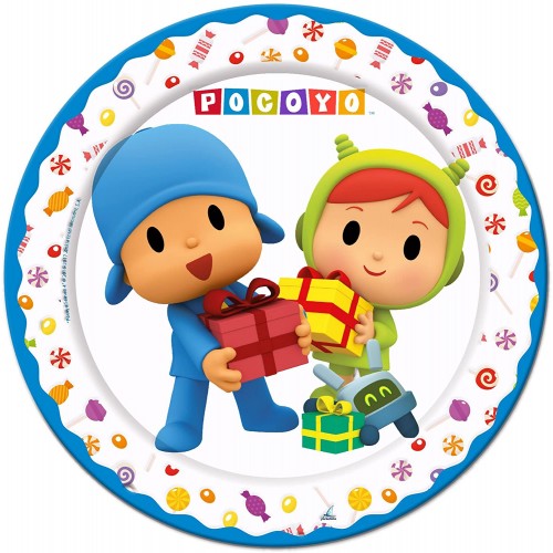 Set da 8 piatti Pocoyo da 23 cm, in cartoncino, per compleanni