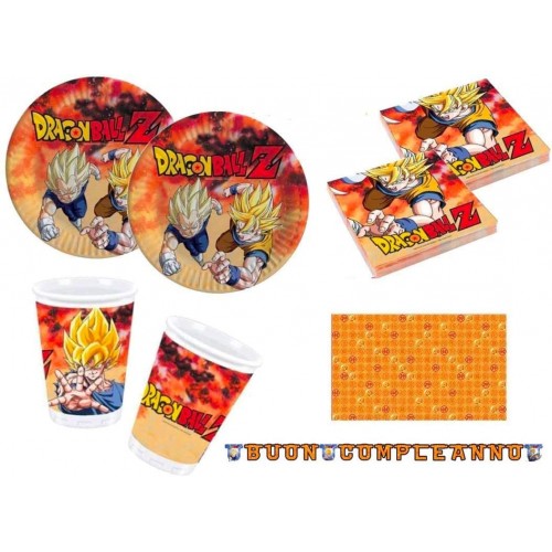 Kit compleanno Dragon Ball per 8 invitati, coordinato tavola