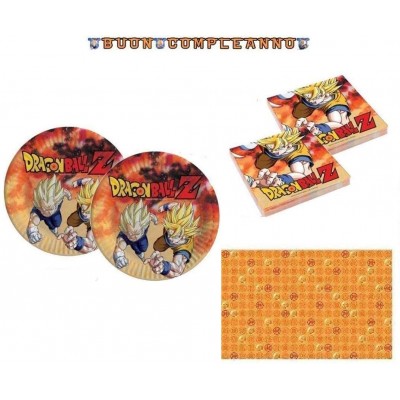 Kit compleanno per 8 bambini tema Dragon Ball, allestimenti per la tavola