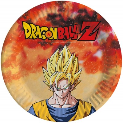 Kit da 8 piatti Dragon Ball da 18 cm, in cartoncino, per compleanni