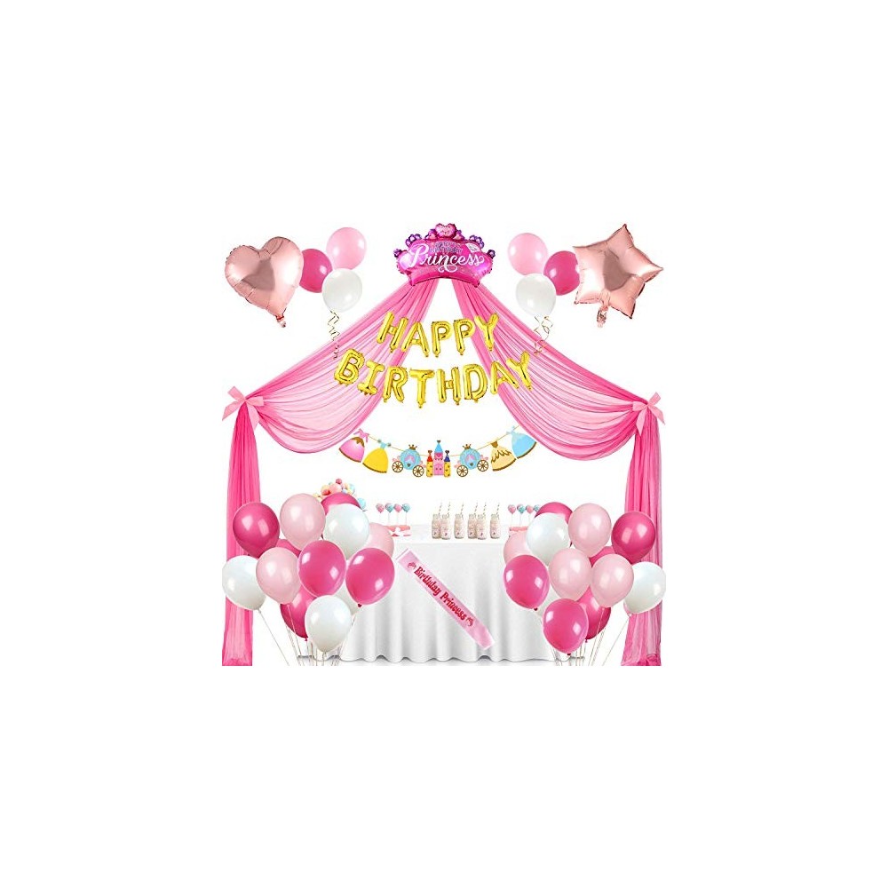 Principessa Compleanno Decorazioni Palloncino Ghirlanda Kit Bianca Rosa Lattice Palloncini Oro Happy Birthday Palloncini Elio