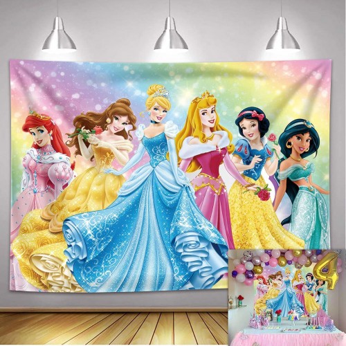 Banner Fondale a tema principesse Disney, per feste e party