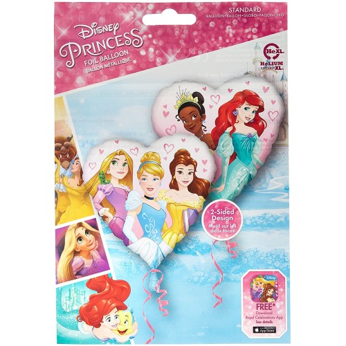 Pallone foil forma cuore delle Principesse Disney da 42 cm, per compleanni