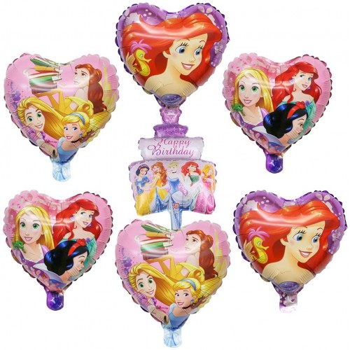 7 Palloncini foil Principesse Disney forma cuore
