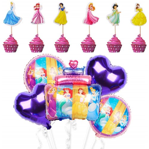 Kit Compleanno Cake topper più palloncini Principesse Disney