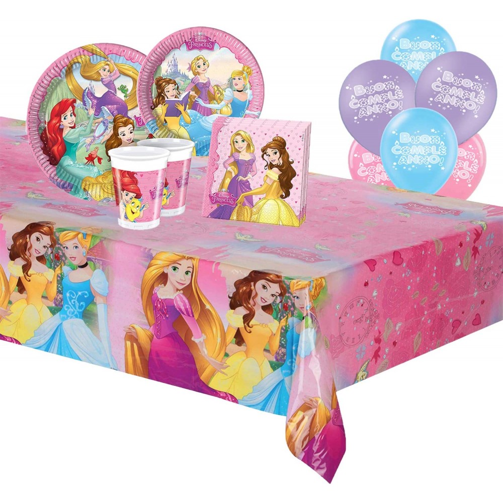 Kit Compleanno Principesse Disney per 8 persone con palloncini