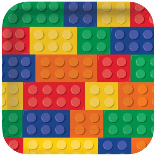 Set da 8 piatti quadrati tema Lego