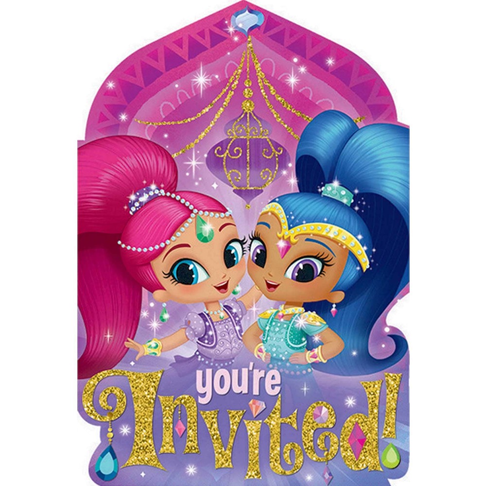 Set da 8 Inviti Compleanno Shimmer e Shine