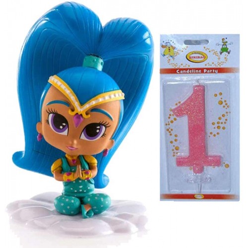 Cake Topper Shimmer e Shine con candelina