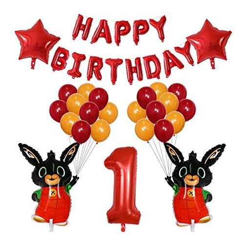 Palloncini Bing 1° compleanno, con scritta Happy Birthday