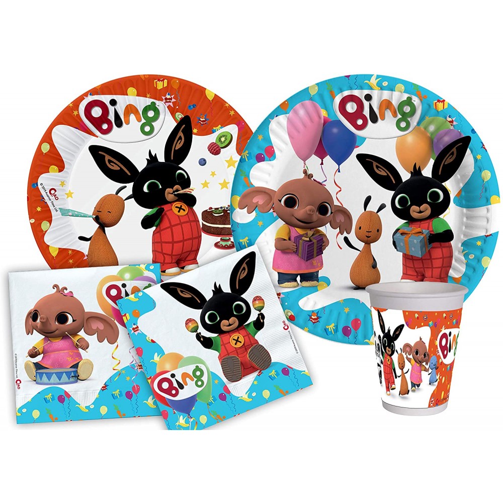 Kit 24 bambini Bing New, il coniglietto parlante, accessori festa