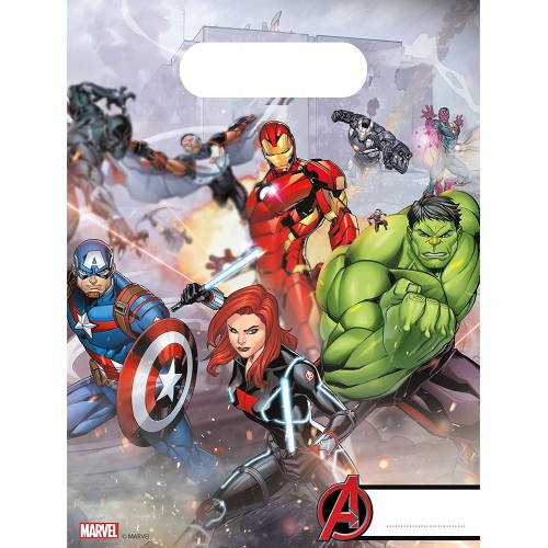 Conf. 6 Sacchetti Avengers Marvel per caramelle, dolcetti o regalini
