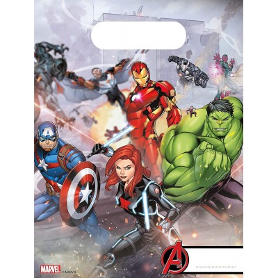 Conf. 6 Sacchetti Avengers Marvel per caramelle, dolcetti o regalini