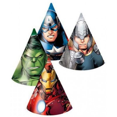 Conf. da 6 Cappellini cono Avengers, per bambini
