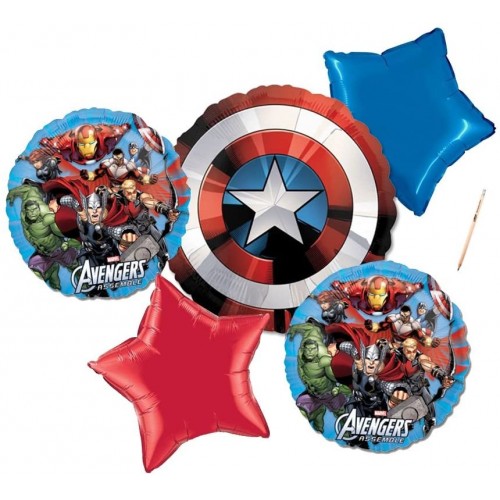 Composizione bouquet palloncini Avengers, per feste di compleanno