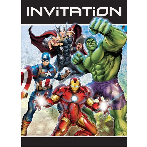 Set da 8 inviti Avengers per compleanno, in cartoncino, personalizzabili