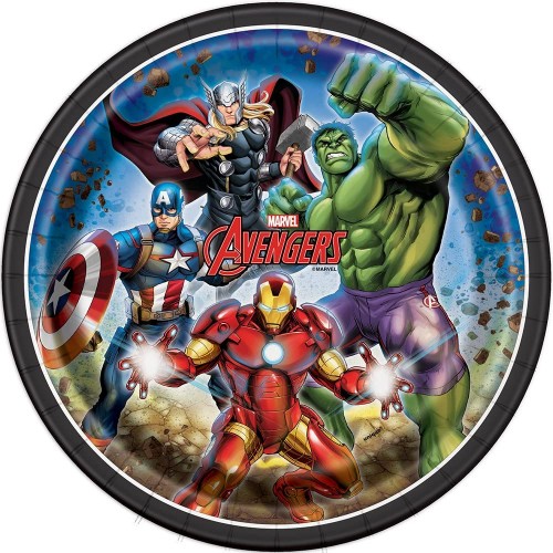 Set da 8 piatti Avengers in cartoncino, da 23 cm, per feste