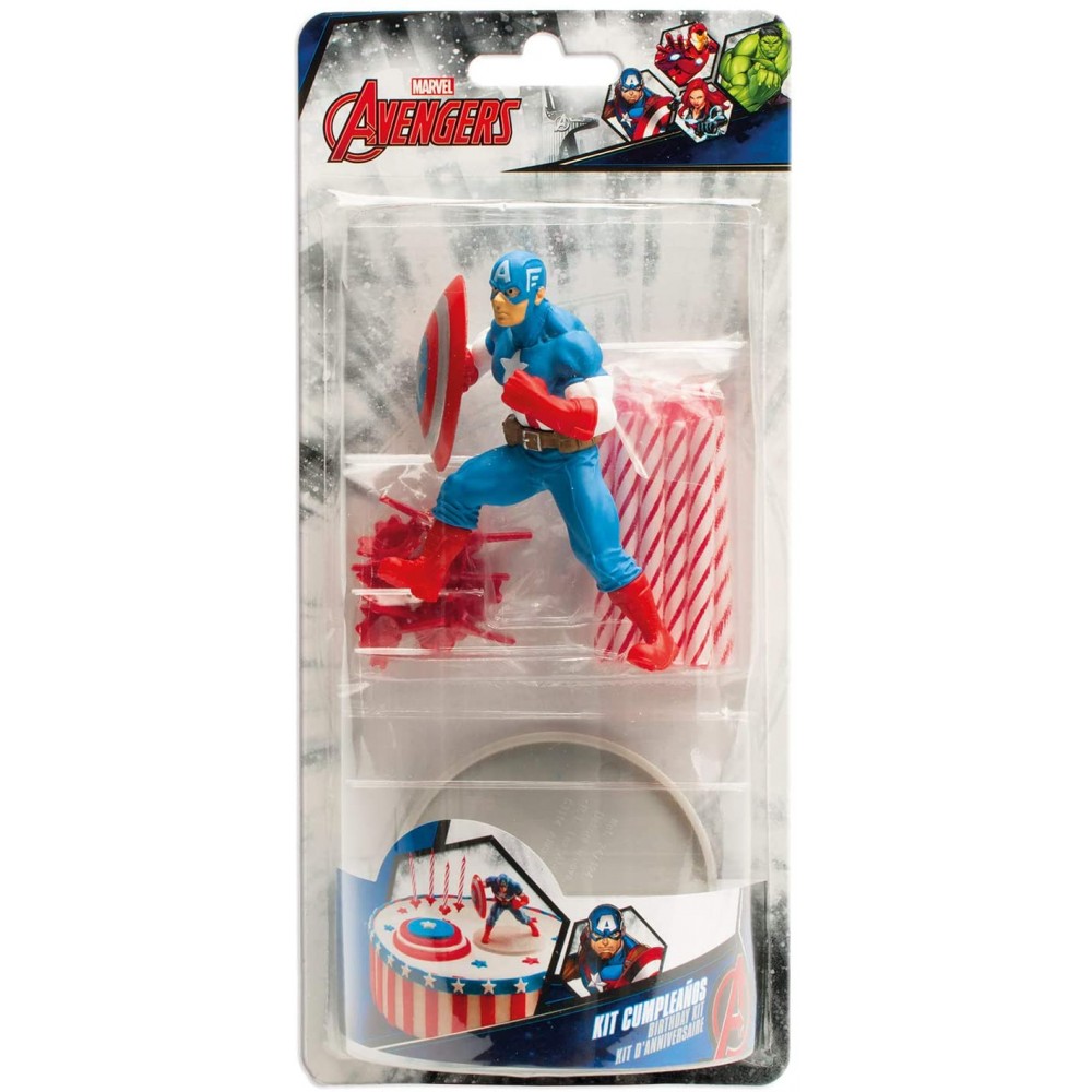 Statuina Captain America con candelina, per torte di compleanno